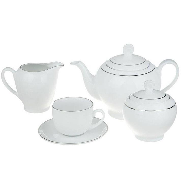 سرویس چایخوری 17 پارچه چینی زرین ایران مدل سمن قالب دایره(گرد_ایتالیا اف_چای)